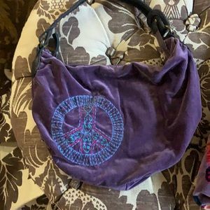 Lucky Brand purple velvet and embroidered purse